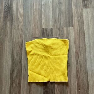 Dynamite Yellow Ribbed Tube Top